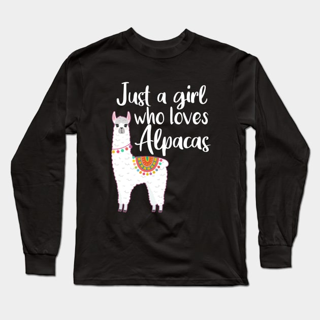 Just a girl who loves alpacas Funny Alpaca Long Sleeve T-Shirt by Funny Alpaca 